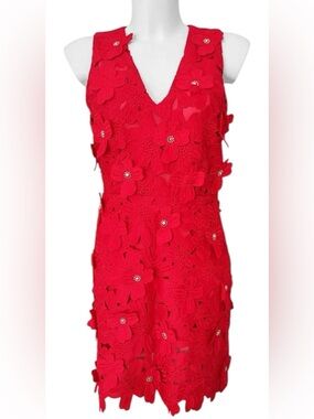 Gorgeous Red Floral Applique Dress from Michael, Michael Kors- LNC